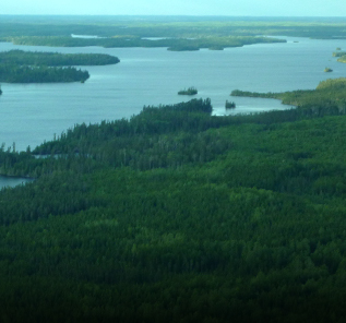 Esnagami fly in fishing lodge northern ontario - the lake from above